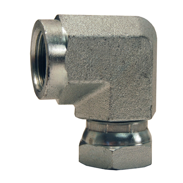 90° Female NPTF x Female NPSM Swivel Zinc Plated Steel Nut Elbow